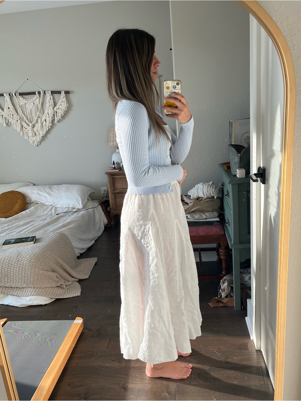 CP Shades Fanny 100% Linen White Midi Skirt - Picture 4 of 13